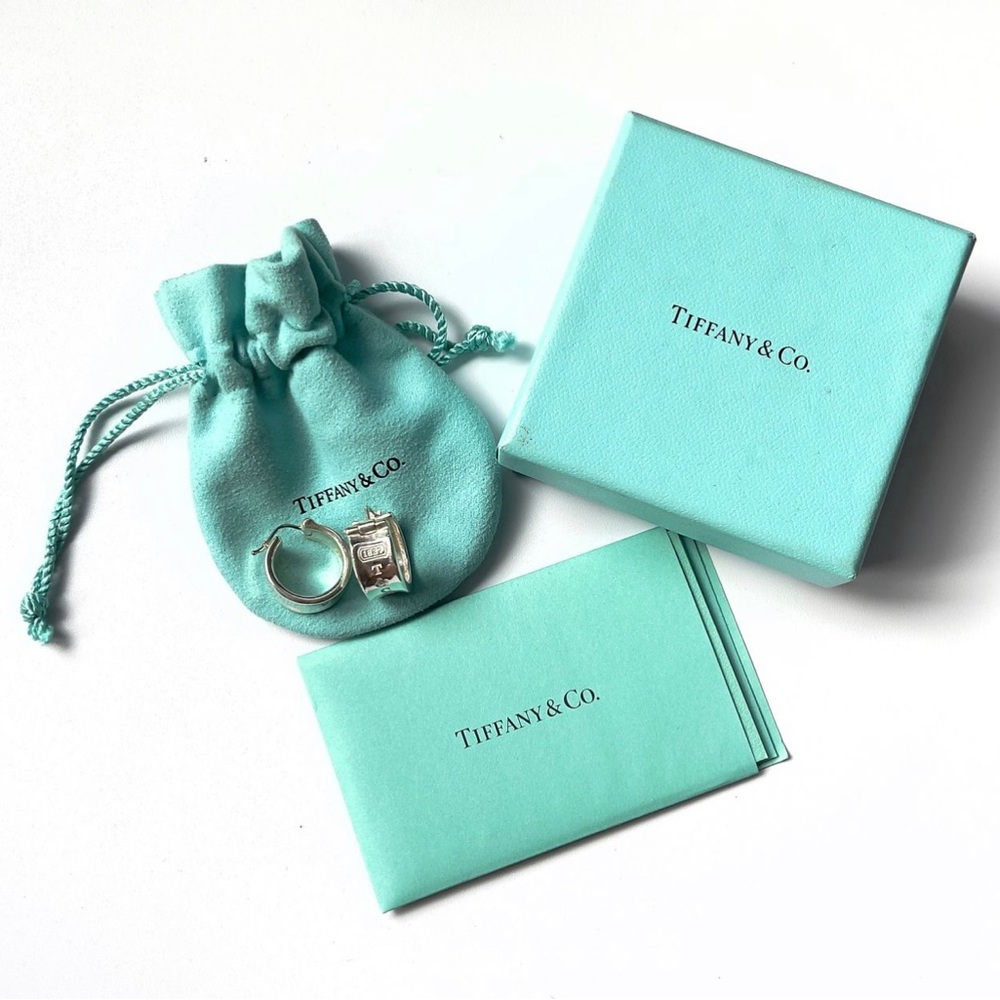 Tiffany & Co. 1837 Sterling Silver Hoop Huggie Earrings